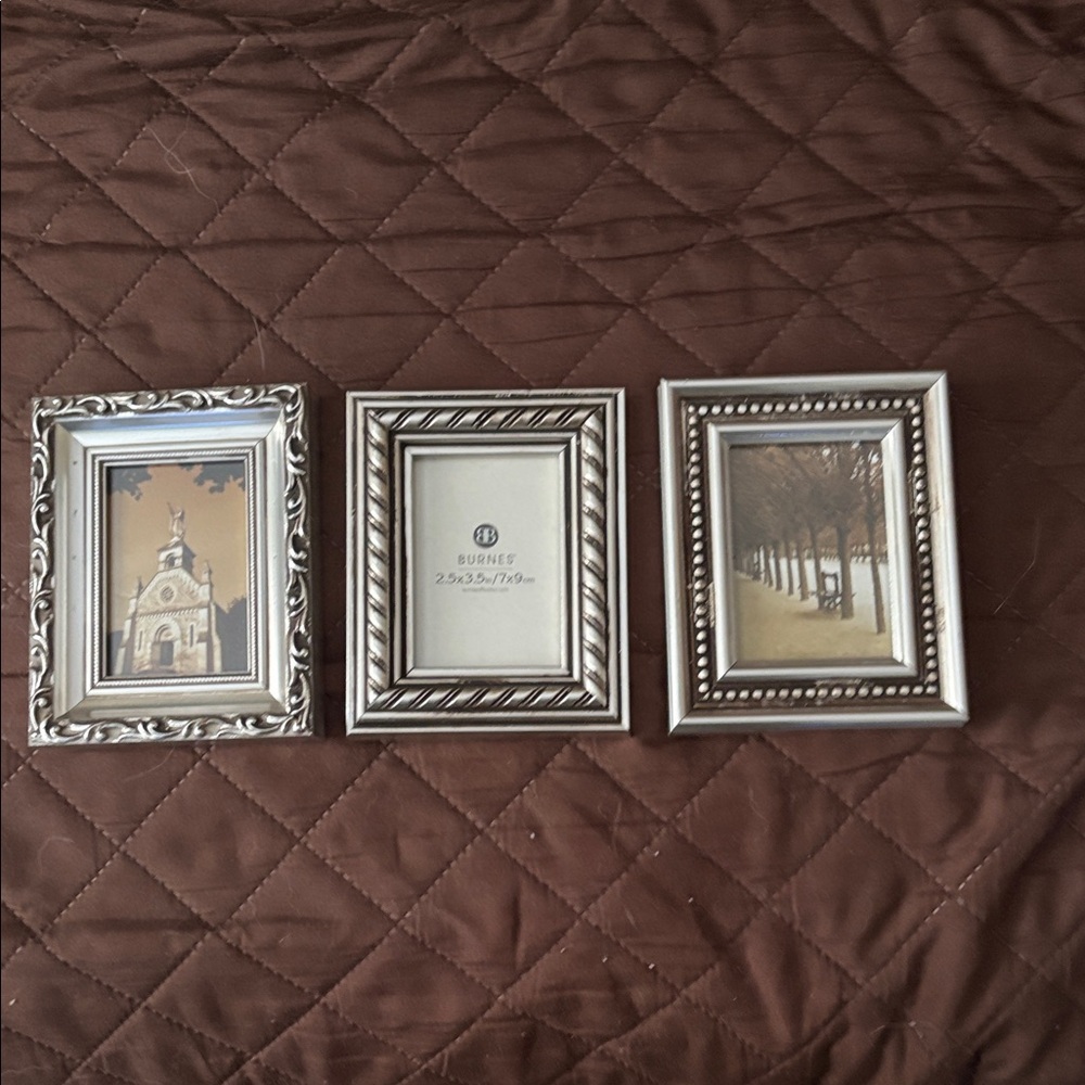 Elegant Silver Picture Frame Trio perfect for wallet size photos
